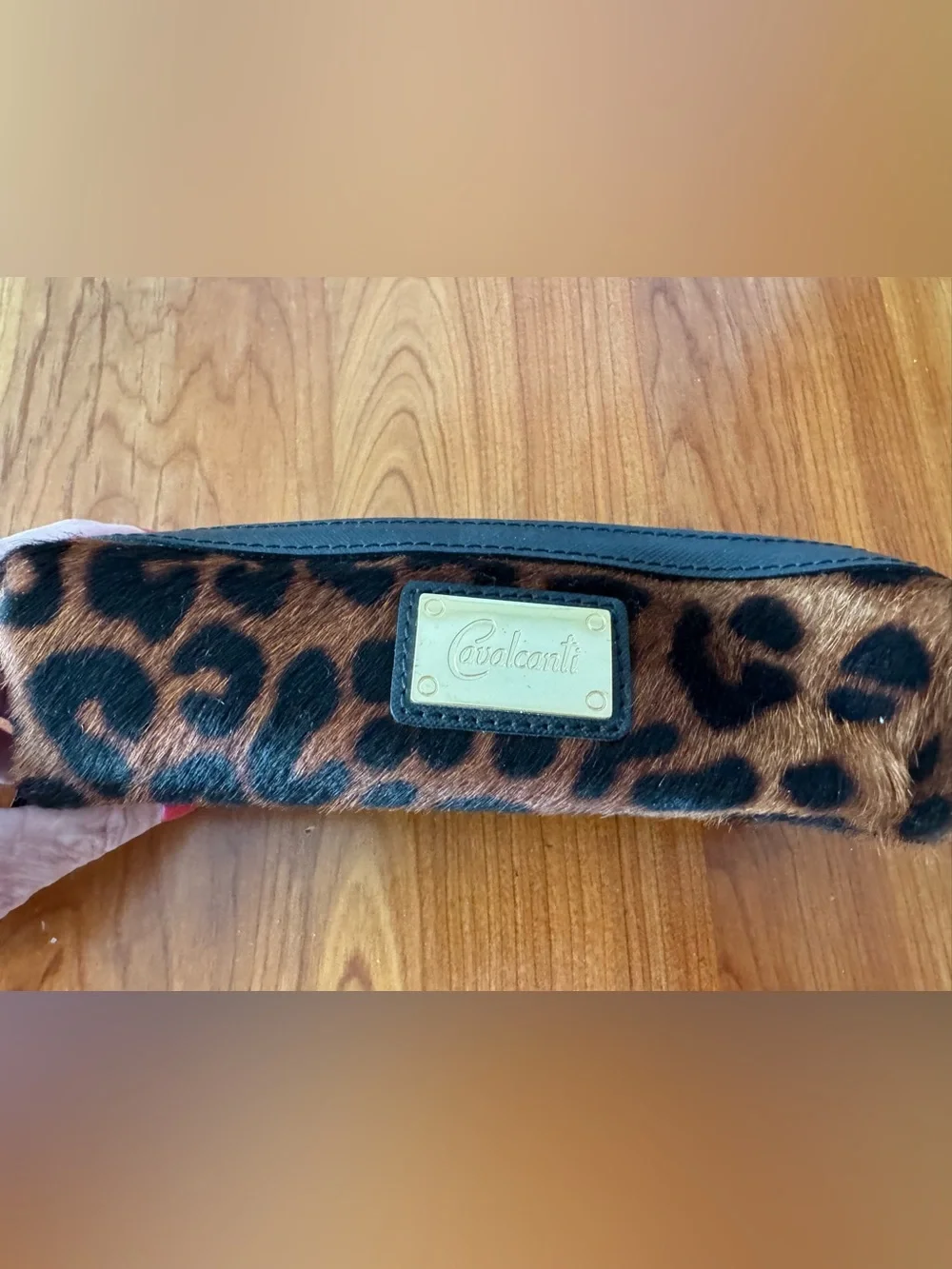 Cavallini Leopard Print Wristlet Cosmetic Pouch in Brown